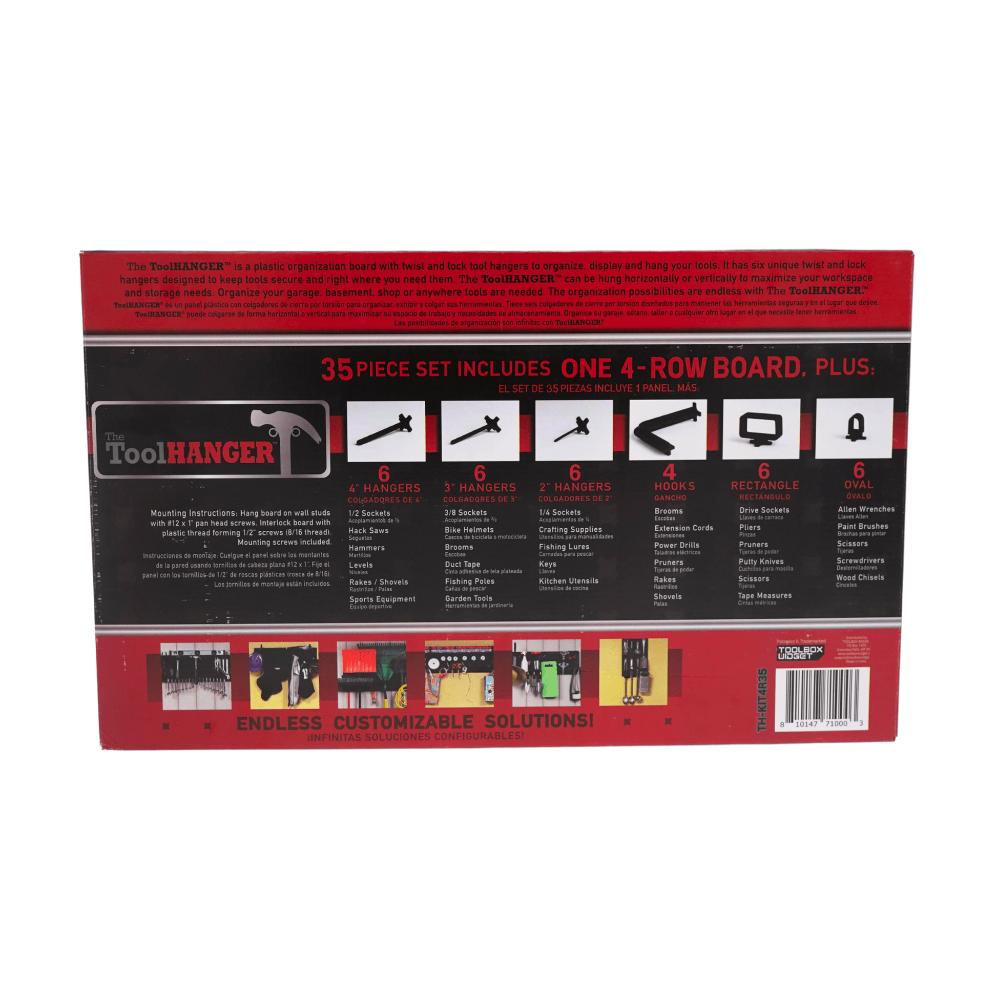 ToolHanger 35 Piece Set, Toolhanger, Tool Organizer, Tool Organization, Toolbox Widget, Tool Box Widget, Tool Organization, Tool Holder, Peg Board